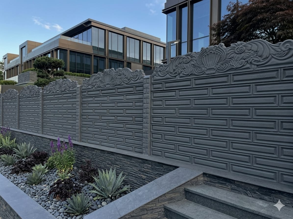 Decorative concrete fence